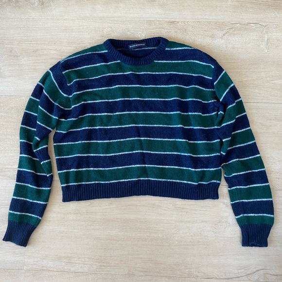 Brandy Melville Navy/Green/White Stripe Knit - Picture 1 of 1